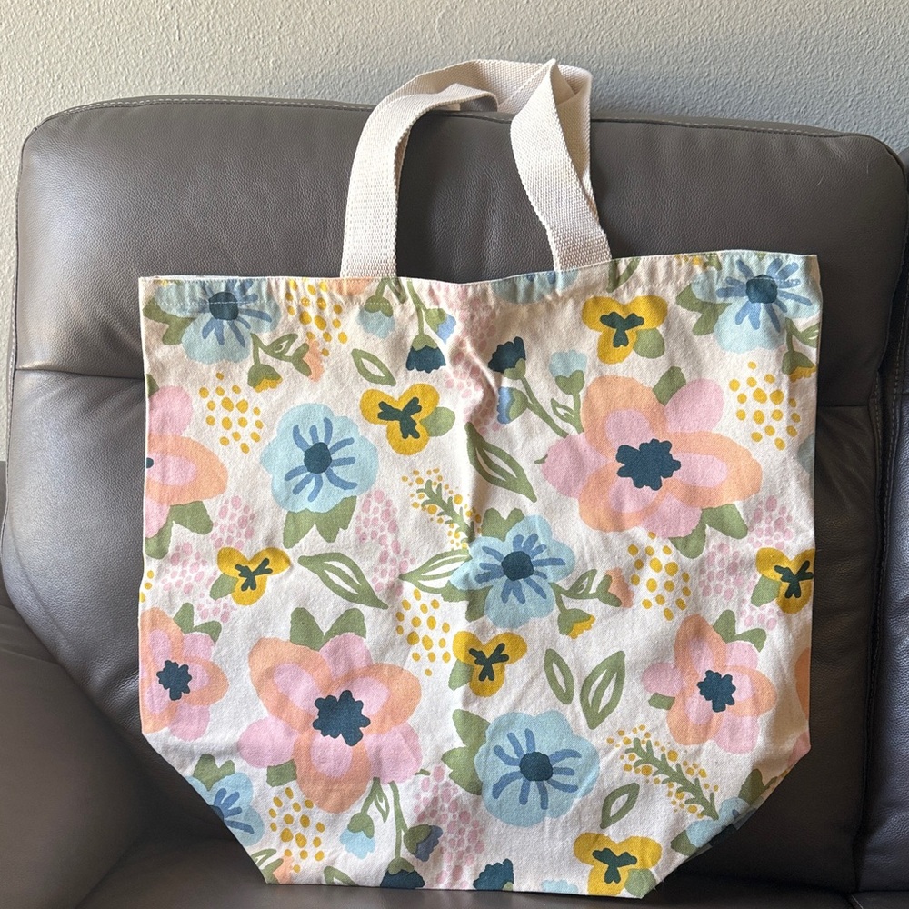 Boho Living Floral Canvas Tote Bag